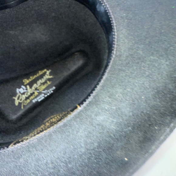 Rockmount Ranch Wear Black Wool Cowboy Hat Style 2002 Large Made USA - Picture 3 of 8